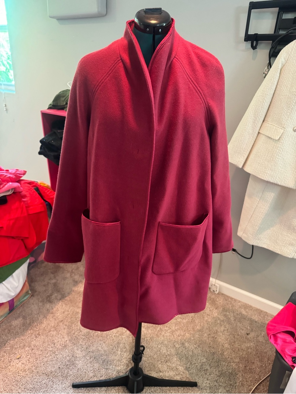Kenneth Cole New York Deep Raspberry Open-Front Cardigan Coat